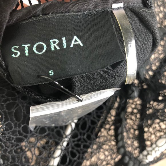 Storia High Neck Laced Black Dress - Picture 7 of 8